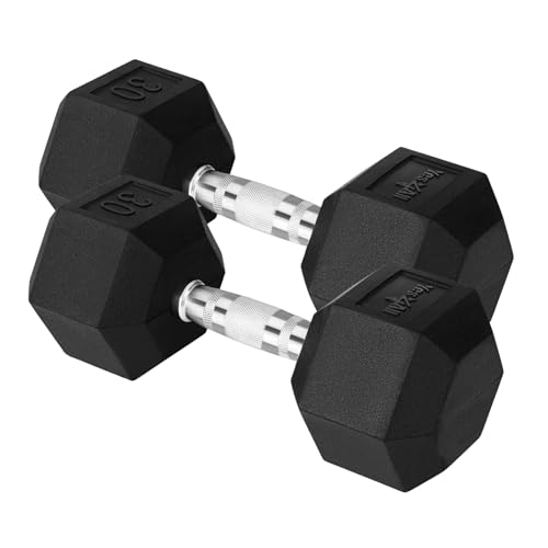 Haltère hexagonale en fonte noire de 22,7 kg pour musculation