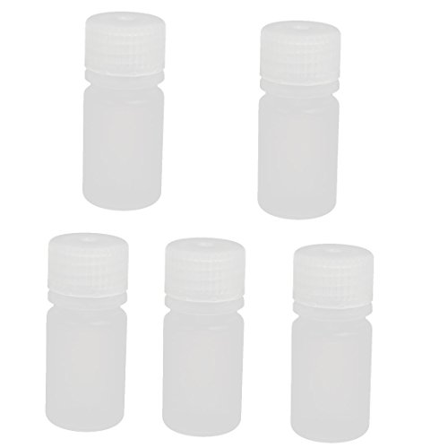 Aexit 5pcs 25mm gauge Dia 55mm Height 15ml HDPE Plastic Rectangle Small Mouth Bottle White
