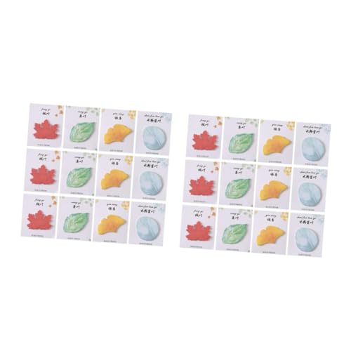 Operitacx 2 Ensembles Pense- Feuille Notes Gommes Blanches En Vrac Sec Fourniture Etiquettes Autocollantes Écrire Un Mémo Autocollants Blocs-notes Feuilles Salées 12 Pièces * 2