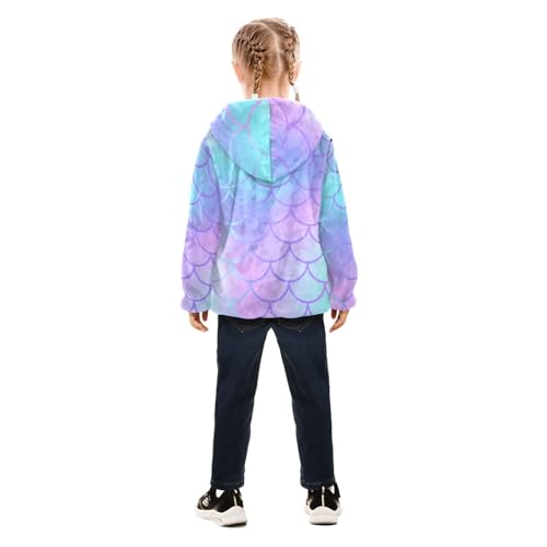 OTVEE Colorful Mermaid Tail Kids Hoodie Jacket Fall Spring Full Zip Warm Outwear Coat4