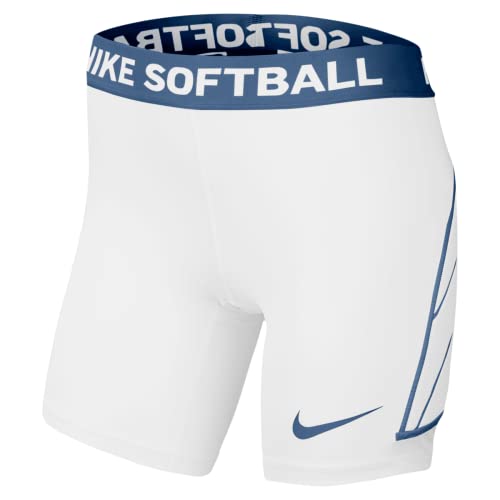 Nike Girls Big Kids DF Softball Slider Shorts White | Navy XS