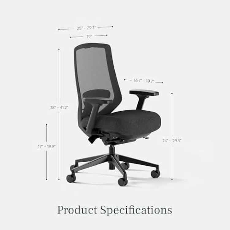 كرسي Branch Ergonomic Pro - كرسي مكتب شبكي مزود بـ 14 نقطة تعديل - قابل للتعديل من حيث الارتفاع والعمق والميل - مساند أذرع 5D - إمالة للأمام، وإمالة سلسة، ودعم أسفل الظهر - أسود