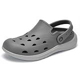Kricely Clogs for Men with Arch Support Shower Hiking Sandals for Beach Water, Garden Shoes Recovery Plantar Fasciitis Orthotic Slides Gray 12