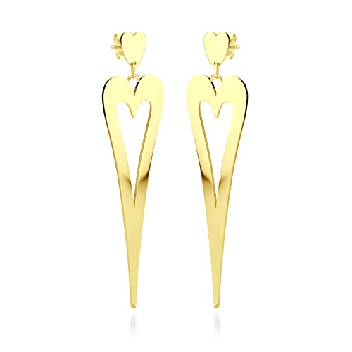 Boucles d'oreilles pendantes cœur acier inoxydable femmes filles
