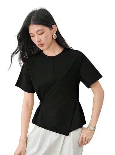 Image of Zilcon Woman Half Sleeve Round Neck Womens Tops Beach Vacation Fashion Clothes Casual Summer Spring Winter Fall Outfits Tops