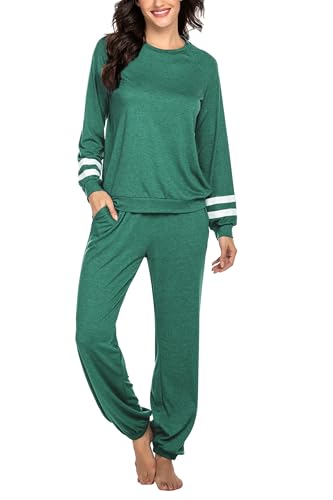 Image of Ekouaer Sweatsuits Womens Loungewear Set Tracksuit Long Sleeve Pajamas Set with Pockets 2 Piece Outfits Lounge Sets