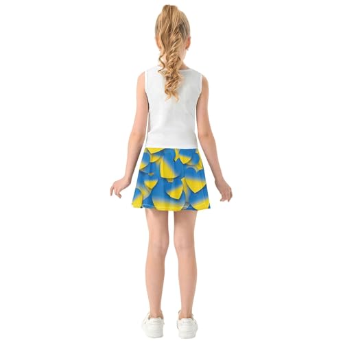 Joisal Girls' Shorts Athletic Skorts Tennis Skirts for Kids Funny Pleated Blue Yellow Hearts Gradient 3t4