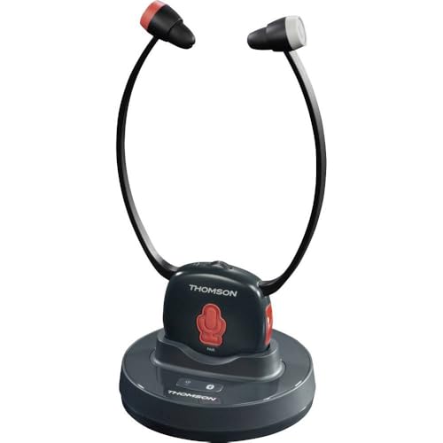 Thomson Casque TV sans fil pour seniors avec station de charge (écouteurs intra-auriculaires avec contrôle du volume séparé, casque numérique léger avec...