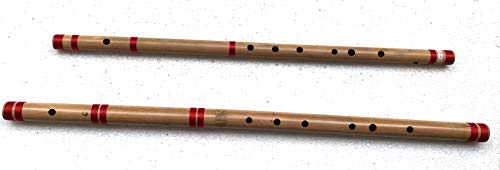 2 Flauti Professionali in Bambù C & E Bass Bansuri