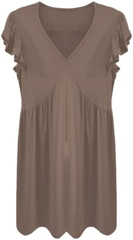 Women's Summer Dresses 2025 Beach Casual Deep V Neck Loose Sundress Ruffle Sleeve Mini Dress