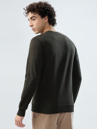 Image of Park Avenue Men Slim Fit Solid Pattern Cotton Polyester Blend Round Neck Full Sleeve Casual Sweatshirt