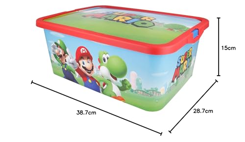 Stor DEKORIERTE AUFBEWAHRUNGSBOX. 13L FASSUNGSVERMÖGEN | SUPER Mario, Bunt