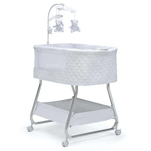 Delta Children Nod Bassinet - Smart Sleeper with Auto Glide Motion, Wi-Fi and Airflow Mesh - Compatible with Amazon Alexa, Google Assistant and Delta Children Connect App, White