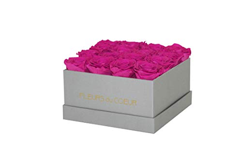 Roses préservées en boîte carrée grise pour sublimer la décoration de votre salon moderne