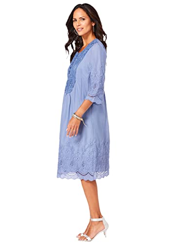 Roaman's Women's Plus Size Angel Dress - 22 W, Dusty Indigo Blue #TOP3