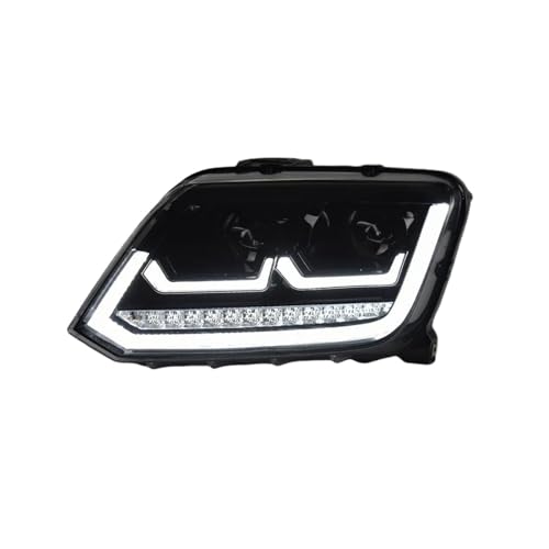 EVJOSQDI Faro delantero de estilo de coche compatible con faros delanteros VW Amarok 2010-2020, lente de proyector de faro LED, animación de señal DRL, accesorios para automóviles