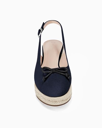 Image of Womens Closed Toe Espadrilles Wedges Shoes Platform Slingback Mid Low Heel Canvas Bow Dress Sandals