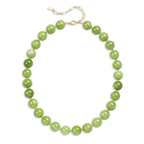 Image of GINAZL Natural Stone Beaded Choker Necklace for Women, Chunky Multicolor Gemstone Handmade Necklace, Boho 12MM Bead Summer Beach Jewelry Gifts for Women