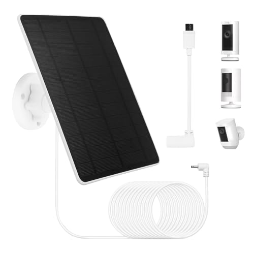 Solar Panel for Ring Camera, Compatible with Ring Spotlight Cam Battery/Plus/Pro & Stick Up Cam Battery/Pro, 1 Pack 6W Solar Charger USB-C & DC for Security Camera, Fast Charging