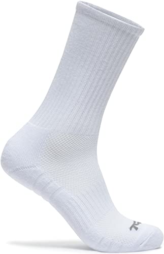 Tsla Men And Women Athletic Crew Socks, Cotton Blend Cushion Mid Calf Socks, Sport Performance Running Socks, Mid Calf 6Pairs White, Medium #TOP5