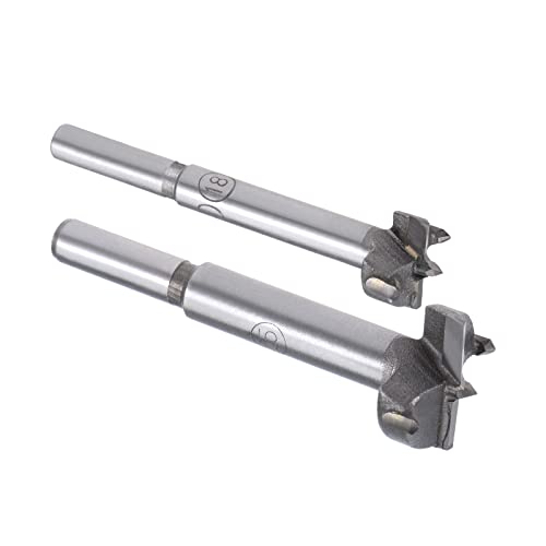 sourcing map 18mm and 25mm Forstner Drill Bits Set, Tungsten Carbide Wood Hole Saw Auger Opener Woodworking Hinge Hole Drilling Boring Bit Cutter Gray with Case