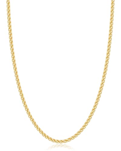 Jewlpire Italian Silver Wheat Chain/14k Gold Chain Necklace for Men, 2.5mm 3mm Chains for Men, Stainless Steel Necklace Chains for Men and Women, Mens Chain Necklace 16 18 20 22 24 26 Inch