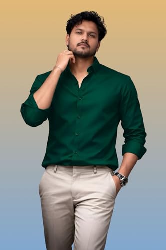 Image of Men's Casual Cotton Blend Shirt | Regular Fit | Full Sleeve | Solid Design