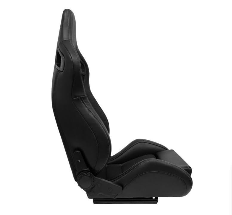 AUTO-STYLE Sedile sportivo "NK", in pelle sintetica e tessuto grigio, schienale reclinabile su due lati, con scivoli, colore: Nero