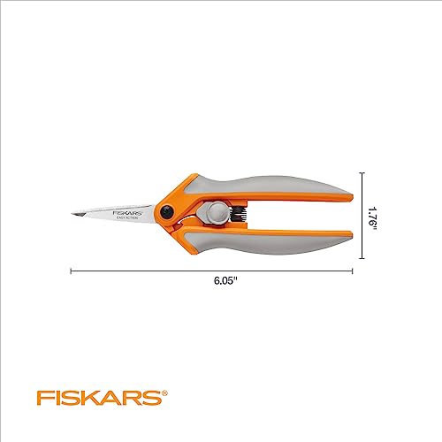 Fiskars Razoredge Micro-Tip Easy Action Scissors - 5" Stainless Steel Shears - Fabric Scissors All Purpose For Arts And Crafts - Orange #TOP5