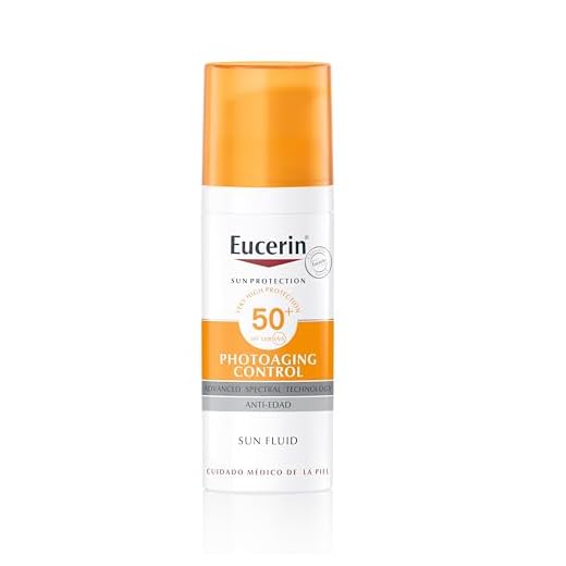 Eucerin Sun Face Photoaging Control Fluid FPS 50+ (50 ml), crema facial solar 50+ con filtros UVA/UVB, protección solar facial antiarrugas e hidratante, crema de sol para todo tipo de pieles