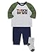 Little Me Clothes for Baby Boys' Football 3-Piece Scratch Free Tag Jogger Set, Blue, 3 Months