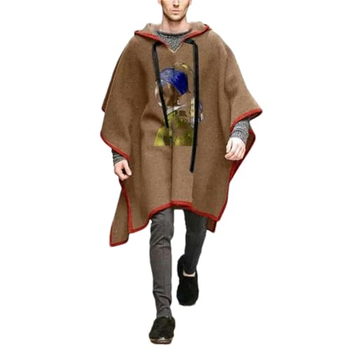 Manteaux cape et pulls mélangés pour hommes poncho vintage à capuche irrégulier coupe drapée haute qualité