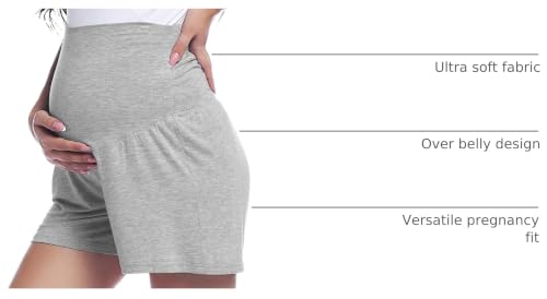 Image of Joyaria Women's Maternity Shorts Pajama Sleep Lounge Pregnancy Sleepwear | 95% Bamboo Viscose, Over The Belly, Active & Yoga, Postpartum Shorts, S-XXL