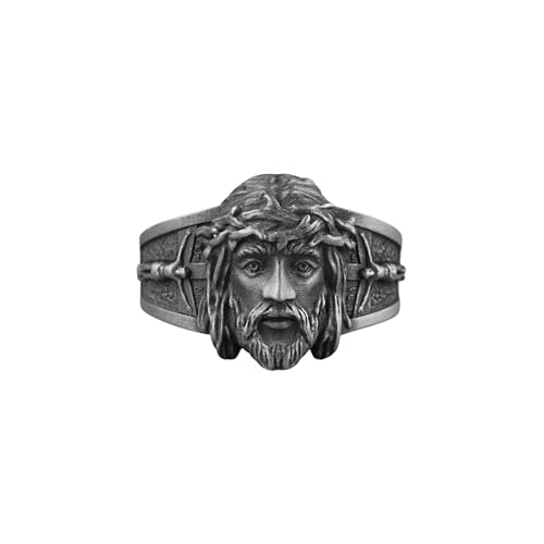 Jesus Christ Face Ring for Men, Sterling Silver Religious Signet Ring, Catholic Christian Jewelry Gift, Gift For Men