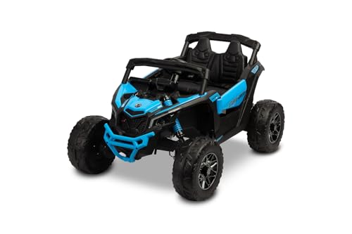 TOYZ by CARETERO Maverick Electric ATV/Buggy Ride-On - Tracción 4x4 con 800W de Potencia - Neumáticos de Espuma EVA, Suspensión, Luces LED - Bluetooth, Radio FM y USB - Edades 3-8 - Azul