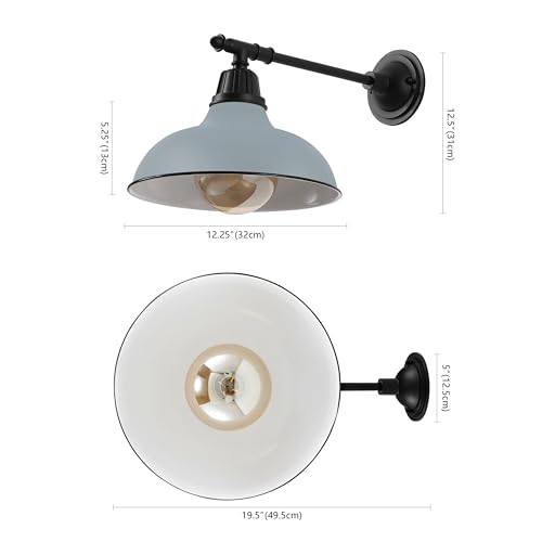 Image of JONATHAN Y Wallace 1-Light Outdoor 12.25 inch Wall Sconce, Matte Gray /Black | Industrial Farmhouse Metal Gooseneck Barn Light, Victorian Arm, Wet Rated, Bowl Shade, LED Bulb Included, Vintage Porch Lamp