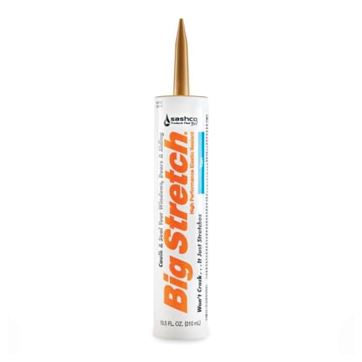 Sashco Big Stretch Acrylic Latex High Performance Caulking Sealant, 10.5 oz Cartridge, Tan - 10014