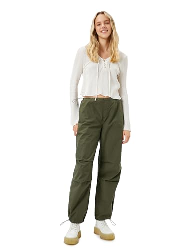 Koton Elastic Waist Stoper Detail Parachute Pants Calzoncillos, Khaki(894), M De Las Mujeres
