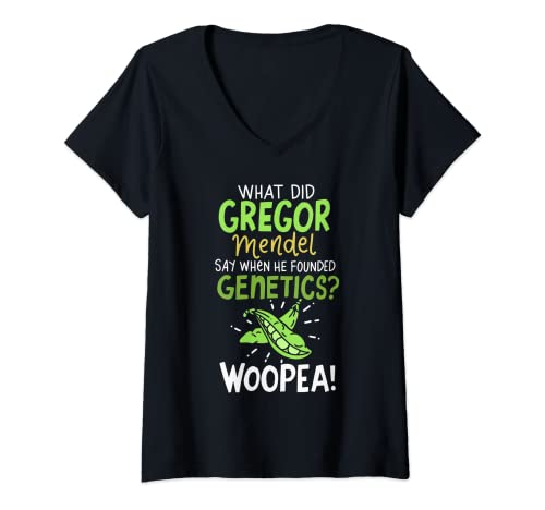 Womens What Did Gregor Mendel Say? Funny Science Biology Teacher V-Neck T-Shirt