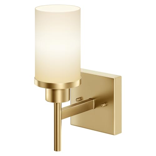 Image of Vanity Lighting Fixtures with White Frosted Glass Gold Wall Lamp for Bathroom Mirror Bedroom, Living Room, Kitchen Cabinet, Washroom Porch T001GD-L1