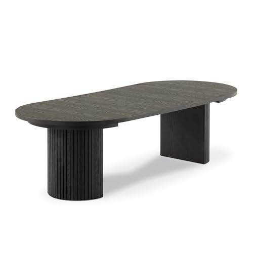 Transformer Table Solid Wood Extendable Round Dining Table Set, Black - image 8