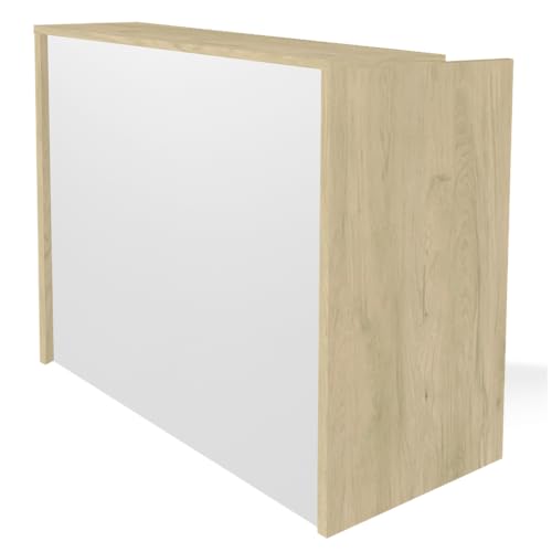 Genérico OFILIKE. Mesa Mostrador de Recepción, para Tiendas, Oficinas. Roble con Tablero Frontal Blanco (120cm Ancho)
