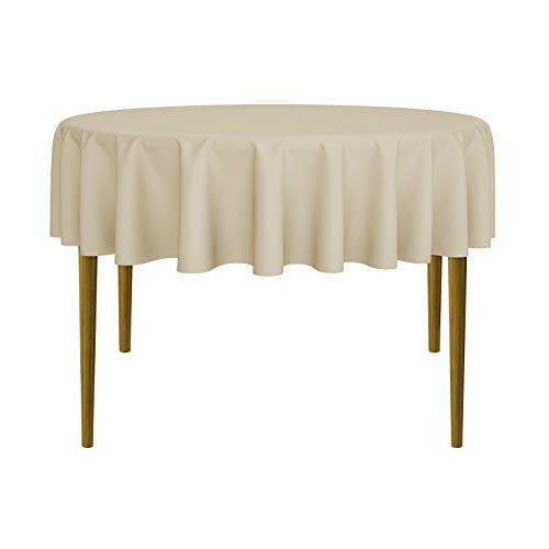 Lann's Linens - 70" Round Premium Tablecloth for Wedding/Banquet/Restaurant - Polyester Fabric Table Cloth - Beige