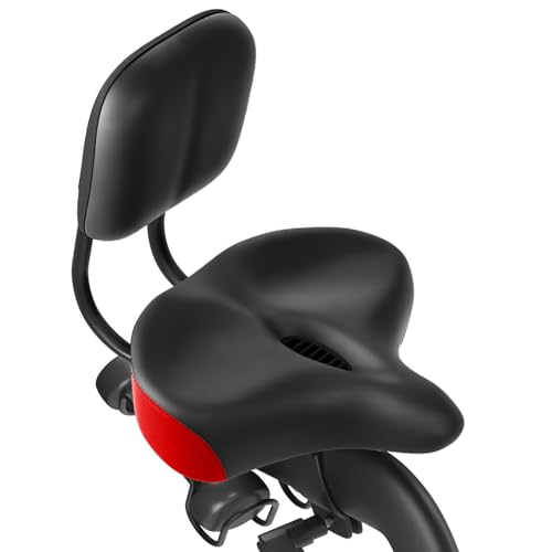 MOONCOOL Oversized Bike Seat with Adjustable Backrest, 12" × 12" Wide Padded Saddle for Bicycles, Tricycles & Exercise Bikes, Memory Foam & Shock-Absorbing, Waterproof PU, Fits 7/8" Seat Posts