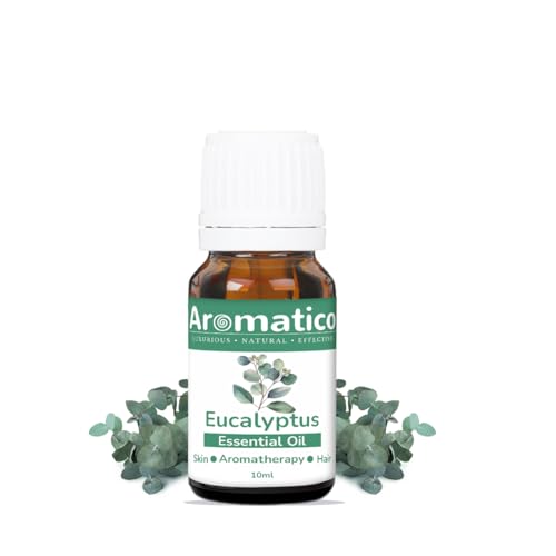 AROMATICO Eucalyptus Essential Oil, Therapeutic Grade, Perfect For Steam Inhalation, Massage, Mosquitoes Repellent, Aromatherapy, Relaxation, Skin Therapy, Hair Care & Diffuser - 10ml