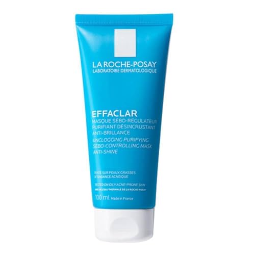 La Roche-Posay Effaclar, Maschera Viso Sebo-Regolatrice, Unisex, Pelle Pulita e Rinfrescata, Punti Neri Ridotti, Con Pantenolo, Caolino e Argilla, 100 ml