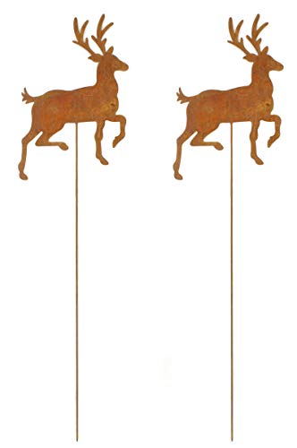 Preisvergleich Produktbild DARO DEKO Metall Garten-Stecker 90cm Rentier rostig 2 Stück