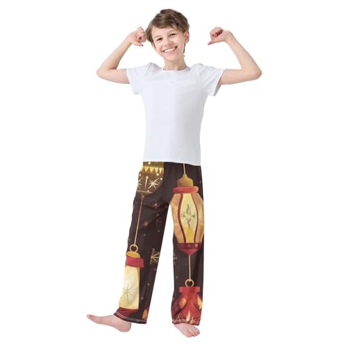 ZZXXB Christmas Lamp Snow Boys Long Pants Soft Trousers Elastic Waist Kids Lounge Bottoms with Pockets S-XL3