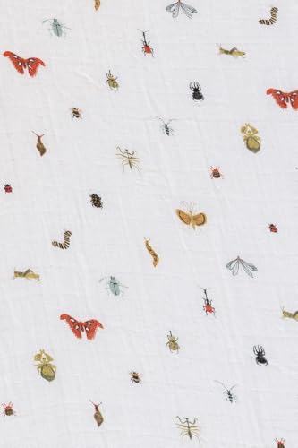 Image of CLEMENTINE KIDS Cotton Muslin Crib Sheet, Cutie Crawlies | Fits standard 52 x 28 x 6 crib mattresses; breathable cotton muslin with elastic corners; machine washable