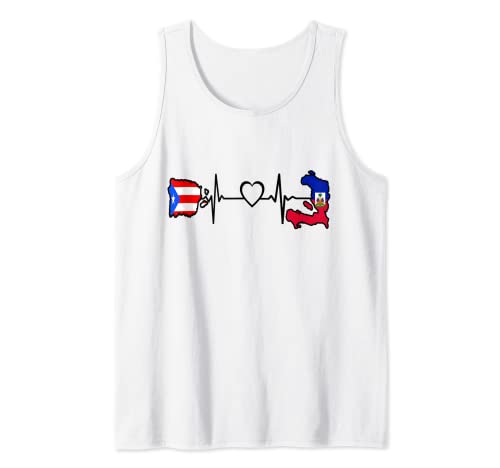 Puerto Rico Haití Bandera - Puerto Rico Haitiano Heartbeat Camiseta sin Mangas